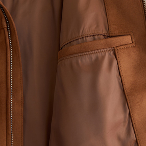 TWILLSPORTS <b>Men's</b> Zipper Leather Knitted Waterproof Windproof Breathable Anti-Bacterial Heated Casual Bomber <b>Jacket</b> lightweight - Product Image 2