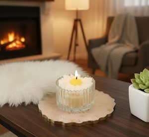 Bougie en cire de soja Pétale de marguerite, artisanat délicat, parfumée, écologique, faite à la main, moderne, pour Noël, avec une lueur chaleureuse et accueillante, pièce maîtresse - Product Image 1