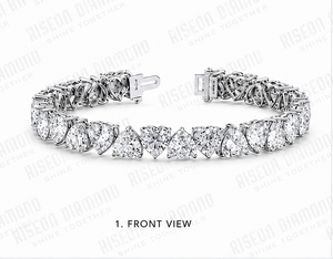 Luxury Heart Shape Diamond Tennis <b>Bracelet</b> In 18K <b>White</b> Gold Premium Continuous Line Prong Setting Romantic Elegant Gift - Product Image 5
