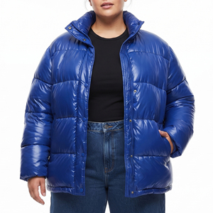 Chaqueta acolchada de burbujas de talla grande para mujer, abrigo de plumón con cuello alto, chaquetas acolchadas cálidas de invierno para mujer - Product Image 1