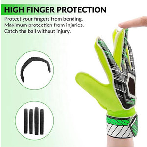 Gants de gardien de but de football, doigts entiers, matériau PU, paume antidérapante, respirants, sangle de poignet réglable, unisexe, professionnels, personnalisables - Product Image 5