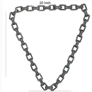 Natural Champagne Diamond <b>Oxidized</b> 925 Silver Link Chain Necklace Fine Jewelry Wholesale, Hip Hop Chain Necklace Jewelry - Product Image 6