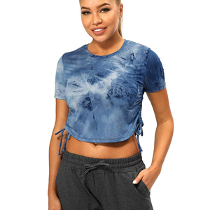 T-shirt court en coton rayé au crochet écologique 2025 pour femme, chemise courte pour femme avec remise OEM en gros - Product Image 1