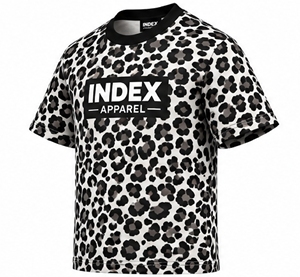 Camiseta de Manga Corta con Cuello Redondo para Hombre, Marca Index Apparel, Estampado de Leopardo en Blanco y Negro, Jersey Digital - Product Image 3