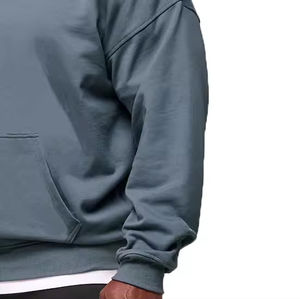 OEM ODM Sweat à capuche pour homme d'hiver, brodé, style américain, couleur unie, en polaire épaissi, zippé, coupe oversize à épaules tombantes, style streetwear décontracté - Product Image 5