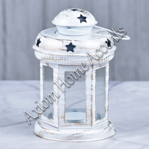 Lanterne décorative en métal gris pour Noël et la décoration de la maison Lanterne à bougie de style marocain faite à la main par Axiom Home Accents - Product Image 2