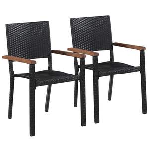 Juego de 2 Sillas de Comedor de Ratán PE Negro, Diseño Estándar y Duradero - Product Image 1