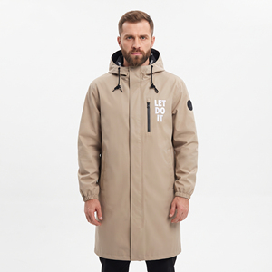 Men's <b>Plus</b> <b>Size</b> Hooded Double Breasted Canvas Windbreaker Down <b>Coat</b> Breathable Lightweight Waterproof Long Hiking Jackets - Product Image 2