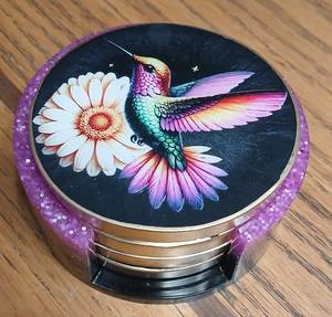 Posavasos Decorativos de Resina Premium, Juego de Posavasos Redondos de Vidrio Azul con Hoja de Oro, Glamorosos, Hechos a Mano, para Mesa - Product Image 5