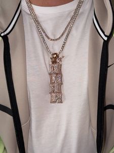 Rose Gold Color Moissanite Pendant Chain <b>Necklace</b> Ice Cube Letter Charm Jewelry for Streetwear - Product Image 2