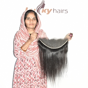 Extensiones de cabello humano virgen sin procesamiento químico, frontal HD 13*6, liso, color negro, al por mayor, cutícula alineada, de fabricantes. - Product Image 3