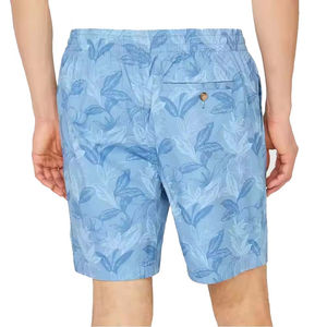 Short de bain décontracté pour homme en toile à motif floral tropical bleu, séchage rapide, taille mi-haute avec cordon de serrage et poches - Product Image 2
