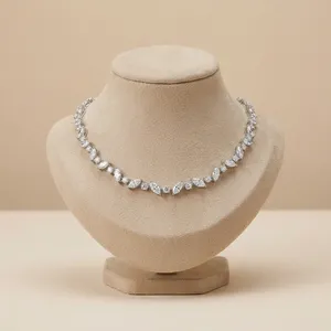 Collier de luxe en or avec diamant de laboratoire taille brillant, chaîne scintillante pour mariée, bijou de déclaration sophistiqué pour mariage, or certifié IGI - Product Image 5