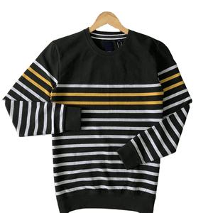 Tendance personnalisé Auto Stripe hommes sweats à manches longues décontracté coupe régulière boucle tricot col rond prix usine vêtements d'hiver - Product Image 1