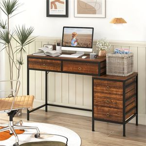 Scrivania da Gaming Doppia per Casa e Ufficio con 5 Cassetti Portaoggetti, Telaio in Metallo Verniciato a Polvere, Tavolo per Computer in Legno Ingegnerizzato MDF - Product Image 6