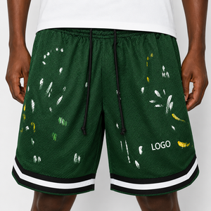 Shorts de basket-ball verts personnalisés, shorts de sport en mesh, uniformes d'équipe personnalisés avec logo, nom et numéro sur mesure - Product Image 5
