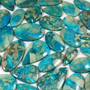 Cabujones de crisocola natural de alta calidad, cristal con base plana, pulido de alta calidad, para la elaboración de joyería. - Product Image 1