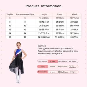 Justaucorps pour filles de 6 à 16 ans avec bandeau et jupe pour la pratique du ballet, l'entraînement, la scène, la gymnastique, la compétition - Product Image 6