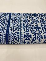Couverture Kantha en coton indigo imprimé à la main, style vintage indien, réversible, pour lit ou comme jeté – Meilleure vente
