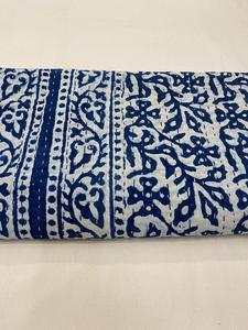 Hot Selling Handmade Indian Vintage Indigo Block Printed Cotton Kantha <b>Quilt</b> Reversible Bedding Bedspread <b>Throw</b> Blanket - Product Image 2