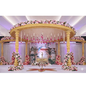 Amazing Triple Pillars Wedding Vidhi Mandap USA Luxury Indian Wedding Mandap Grand Wedding MandapDecor Arch Mandap Australia - Product Image 1