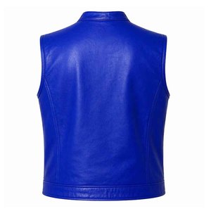 Gilet moto décontracté en cuir PU personnalisé pour homme, respirant, col en V, fermeture boutonnée, sans manches, vêtement d'extérieur d'hiver pour motard - Product Image 3