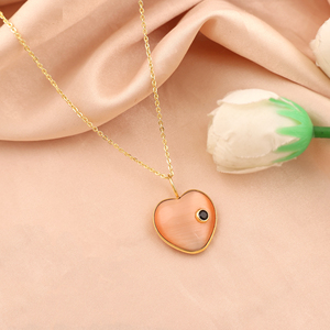 จี้รูปหัวใจประดับเพชรคิวบิกเซอร์โคเนียชุบทอง 18k รุ่น Peach Cat's Eye พร้อมสายสร้อยแบบเคเบิ้ล ดีไซน์แฟชั่นสำหรับทุกเพศ เหมาะสำหรับขายส่ง - Product Image 6