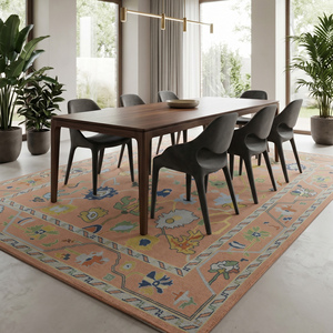 Alfombra de Lana de Lujo Tejida a Mano con Diseño Floral Clásico, Pelo Plano de Grosor Medio, Alfombra Decorativa para Sala de Estar y Dormitorio - Product Image 3