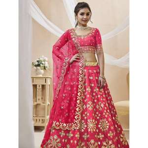 Carismático Rosa Zari Trabajo Arte Seda Compromiso Desgaste Lehenga Choli - Product Image 6