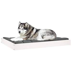 Lit pour chien simple de taille moyenne en bois de pin massif blanc, literie polyvalente pour animaux de compagnie - Product Image 6