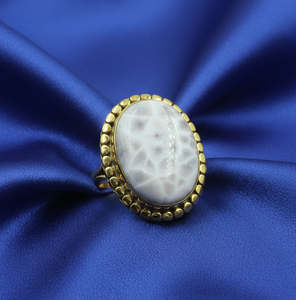 Natural Pink Larimar Gemstone <b>Ring</b> 925 Sterling <b>Silver</b> Handmade Oval Cabochon Beaded Vintage Statement Jewelry for Women <b>Men</b> Her - Product Image 3