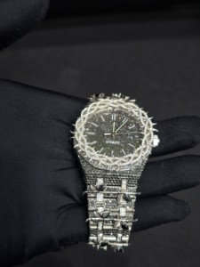 Luxury Men's Automatic <b>Watch</b> Stainless Steel Black Dial Diamond Bezel <b>Case</b> 41mm Analog Sapphire Crystal Band Customizable Design - Product Image 2