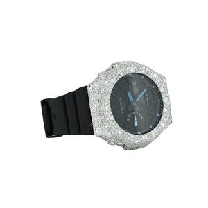 Montre classique en moissanite avec demi-bijoux en diamants et bracelet en caoutchouc, montre unisexe - Product Image 3