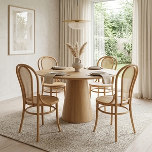 Fauteuil de salon classique en rotin tressé, structure en teck massif artisanale, fauteuil bistrot français avec dossier en cannage naturel - Product Image 4