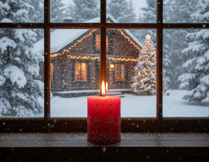 Vela de Parafina Navideña en Forma de Pilar, 3x3 Pulgadas, Hecha a Mano, Ecológica, de Combustión Lenta, con un Hermoso Diseño de Copos de Nieve Blancos, para Pedidos al por Mayor - Product Image 3