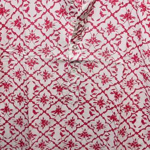 Tissu de haute qualité 100% coton Kurta rose à manches courtes pour hommes |   Kurta décontractée à imprimé floral ethnique fait main - Product Image 3