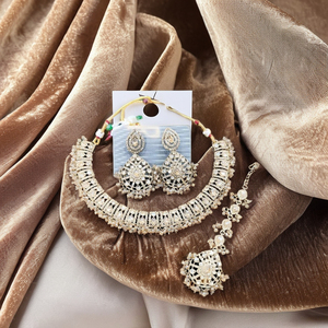 Conjunto de collar Vintage Kundan, joyería india, conjunto de boda con cuentas nupciales a la moda con pendientes de patrón de campana de perlas, moda al por mayor - Product Image 1