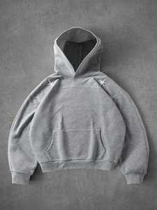 Sweat-shirt à capuche blanc pour homme, imprimé lettres effet gouttelettes, tricoté, manches classiques, vêtement d'hiver, 100% coton molletonné, séchage rapide - Product Image 4