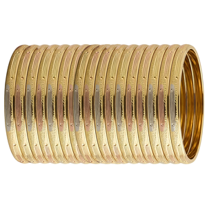 Pulseras Apilables de Diseño para Mujer ORO-Z, Multicolor, Chapadas en Oro, Aleación de Cobre, Tres Tonos, Texturizadas, para Fiestas, Étnicas, Modernas - Product Image 1