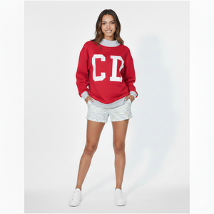 Sweat-shirt oversize en molleton français lourd pour femme avec logo personnalisé, col montant, polyester/coton, style streetwear - Product Image 1