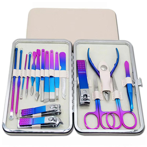 Wholesale 8-Piece German Stainless Steel Manicure Pedicure Kit Nail <b>File</b> Scissor Pusher Beauty Set PU Zipper Case <b>Box</b> Packaging - Product Image 1
