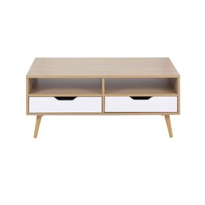 Tavolino da Caffè Astro Contemporaneo in Legno Naturale e Bianco, Design Moderno per Arredamento Casa - Product Image 5