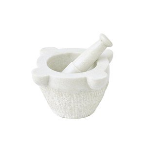 Ensemble mortier et pilon en marbre blanc Imperial Grind, artisanal, pour broyer les herbes et les épices, prix de gros d'usine premium - Product Image 1