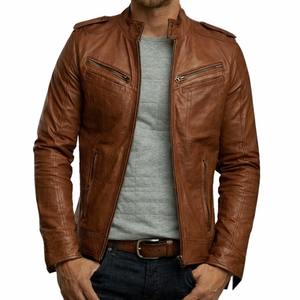 Veste en cuir marron café à manches longues pour homme, style décontracté, collection 2025 – Veste de travail vintage tendance et stylée pour homme - Product Image 5