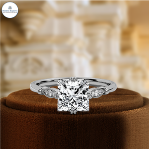 Anillo de Compromiso de Diamante Cultivado en Laboratorio con Corte Princesa Estilo Vintage de 1.5CT, Certificado IGI, Oro de 14K, Anillo de Promesa de Boda para Mujer - Product Image 4