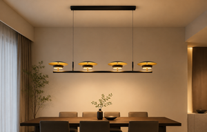 Lumetal Minimalist Metal Pendant Lamp T5756 4-<b>Light</b> Adjustable Height <b>Black</b> Dome <b>Shade</b> LED Warm White 3000K AC 100-240V CRI 80 - Product Image 3