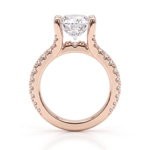 Anillo de Compromiso con Zirconia en Oro Rosa, Engaste de Canal, Corte Brillante Redondo, Chapado en Rodio, Clásico para Mujer - Product Image 1
