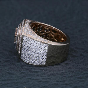 แหวนเงินแท้ 925 ดีไซน์กากบาทประดับเพชร สีโรสโกลด์ สำหรับผู้ชาย สไตล์ฮิปฮอป คริสเตียน เหมาะสำหรับงานแต่งงาน - Product Image 4