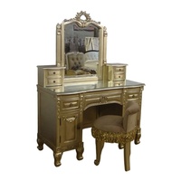Tabouret de toilette antique avec miroir, ensembles de coiffeuse en bois peint en acajou, ensembles de commodes en bois pour meubles de style européen