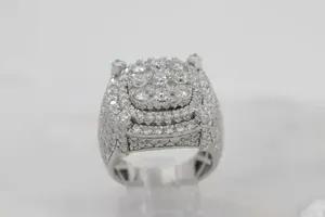 Moissanite Cluster <b>Ring</b> 925 Sterling <b>Silver</b> Luxury Iced Out <b>Statement</b> <b>Ring</b> Diamond Look Hip Hop Jewelry for Men Women - Product Image 3